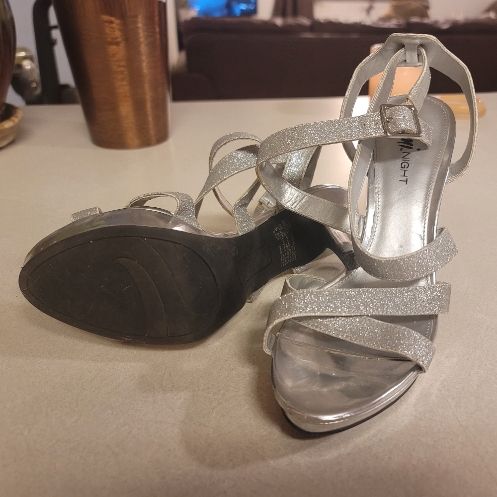 Womens sparkly silver heels